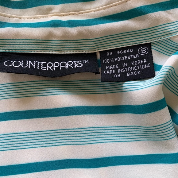 Vintage, long sleeve, button-down blouse striped - Picture 8 of 8